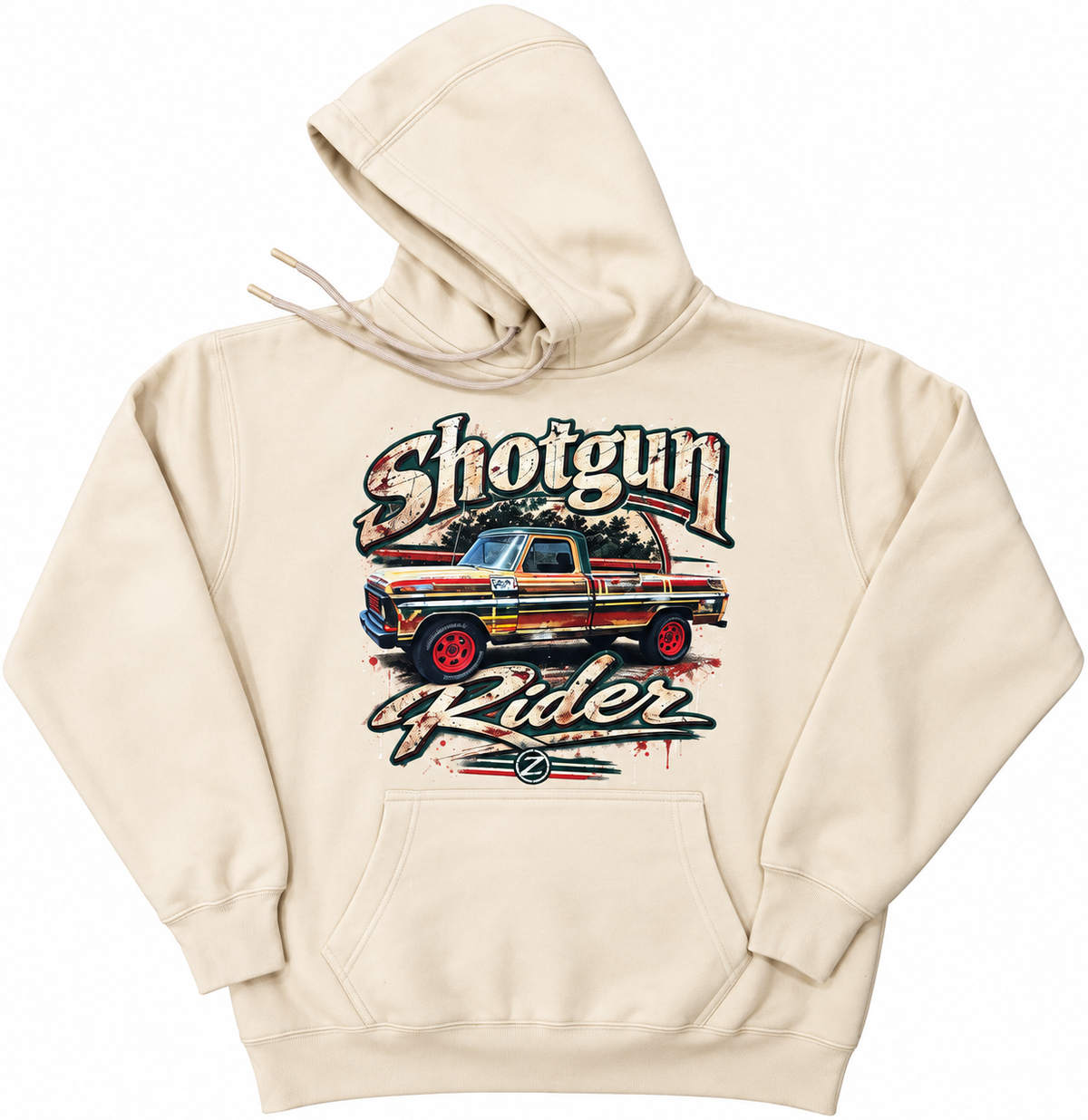 Cream Hoodie "Shotgun Rider"